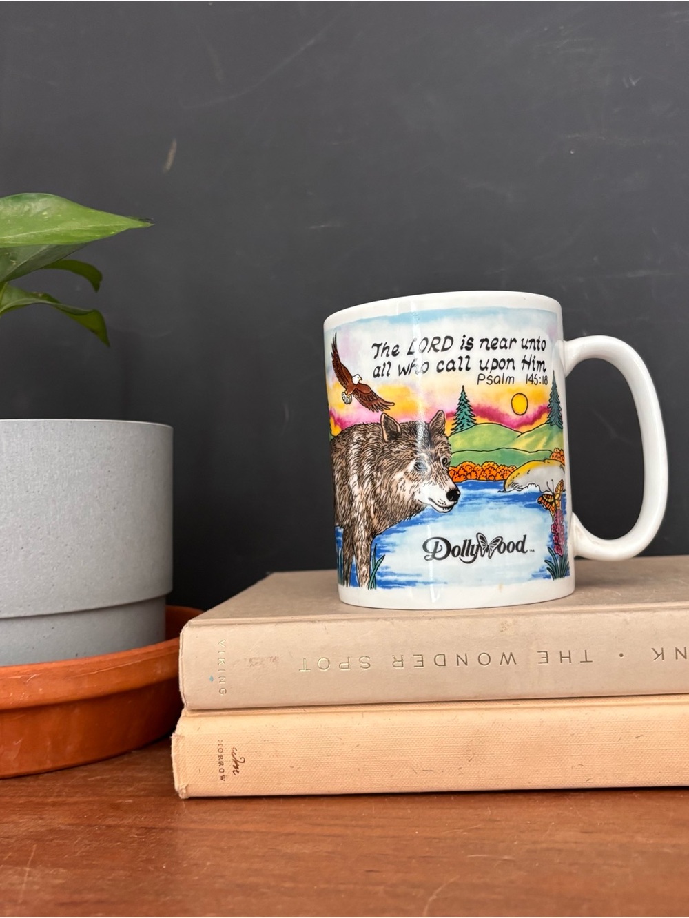 Dollywood Scenic Wolf Coffee Mug - Colorful White Ceramic Mug